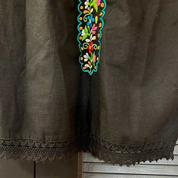 LBD Mexican Style! Black Mini Dress With Colorful Embroidery, Size Medium - Picture 6 of 14